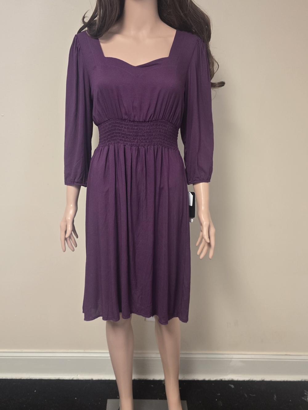 Women's Purple Smocked Waist Midi Dress